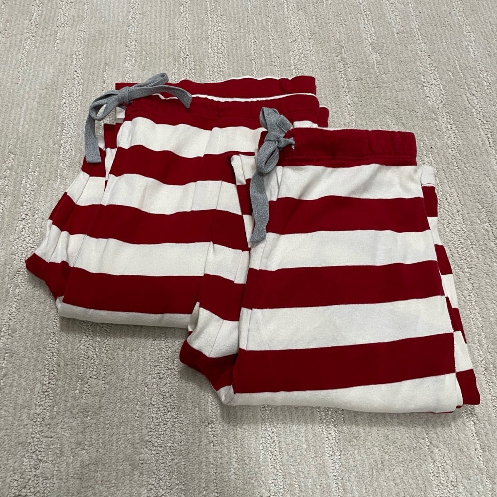 Burt's Bees Baby His and Hers Red and White Striped Holiday Pajama Pants Set